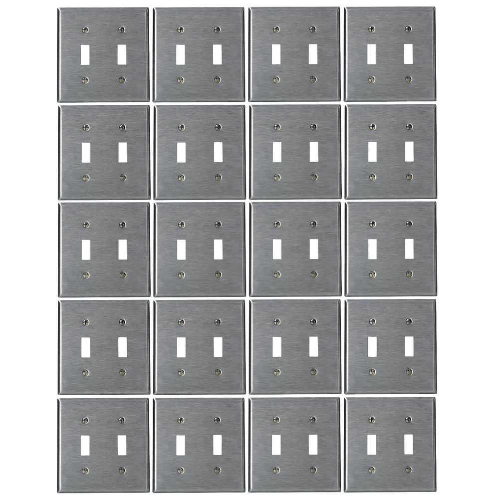 20 Leviton 84409-40 Toggle Switch 2-Gang Wallplate Standard Size Stainless Steel